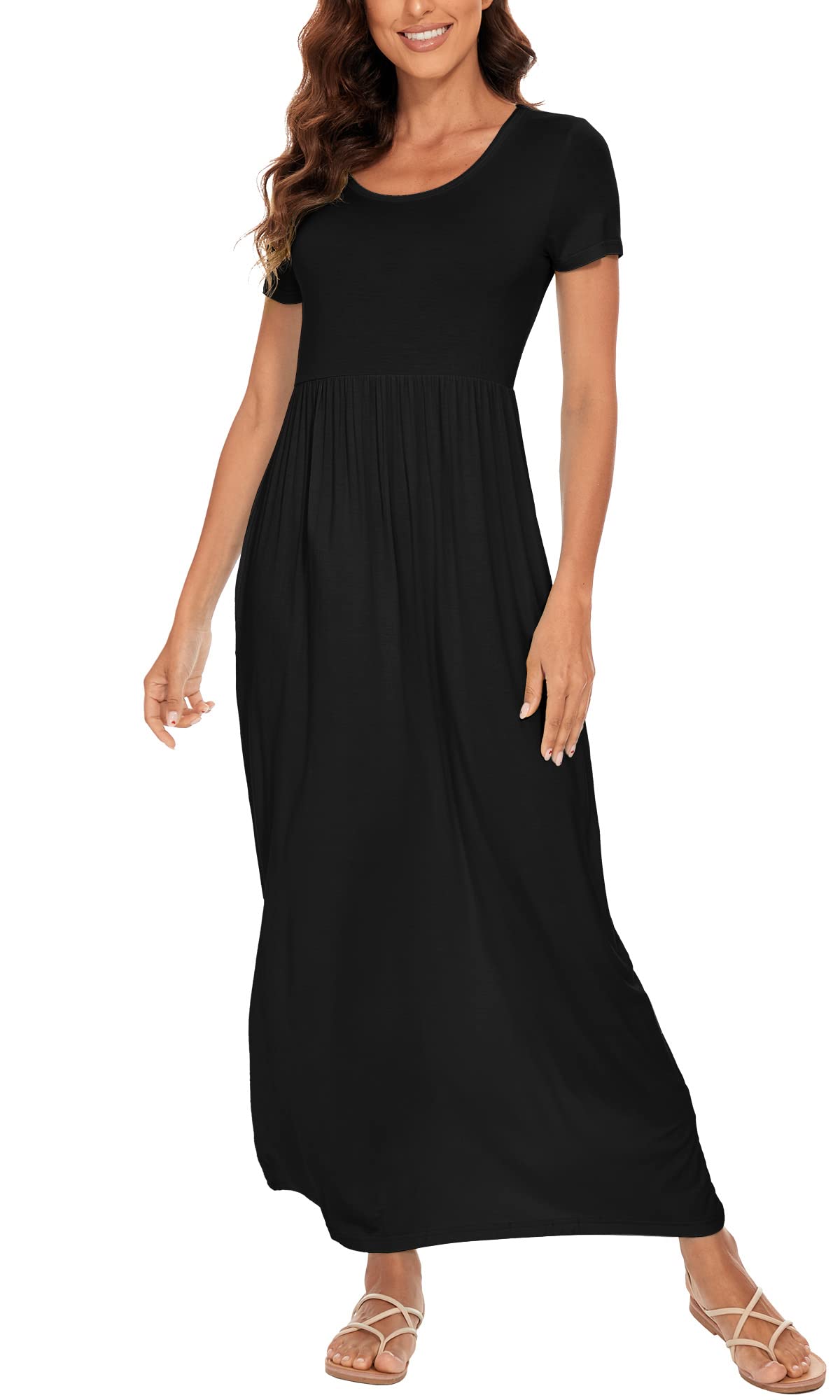 DEARCASE Vestido Largo Mujer Verano Manga Corta/Larga Vestidos Sueltos Casual Estampado Floral Vestidos Playeros con Bolsillos