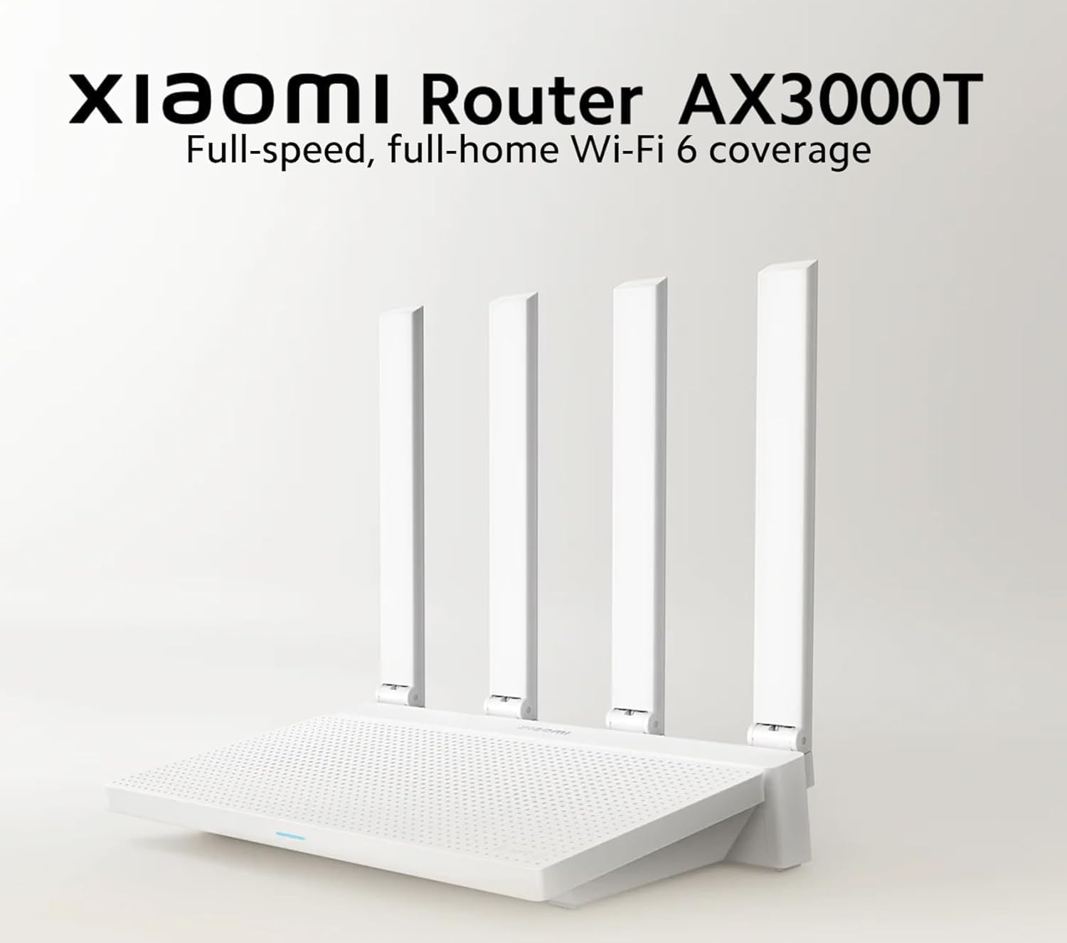Xiaomi Router AX3000T тексти менен "Толук ылдамдыктагы, толук үйдөгү Wi-Fi 6 камтуусу"