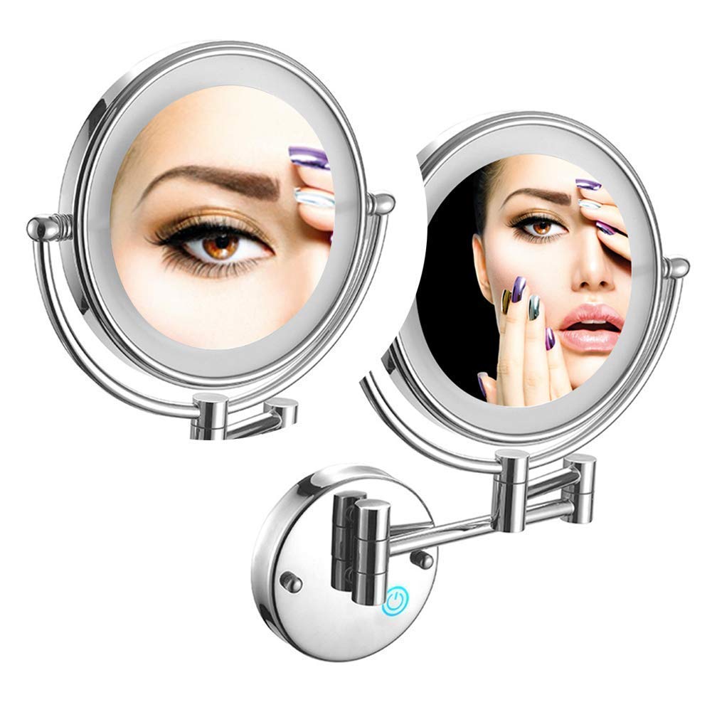 Amazon.co.jp: 化粧台拡大鏡、浴室用、LEDウォールマウントメイク