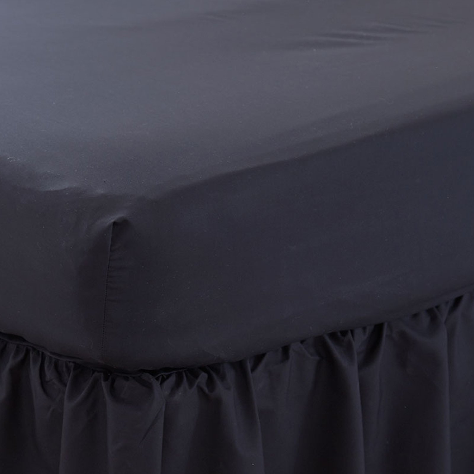 HLS BeddingCharlotte Thomas Poetry Plain Dyed Bed Linen Fitted Sheet, Black - 12" Deep - Double Fitted Sheet