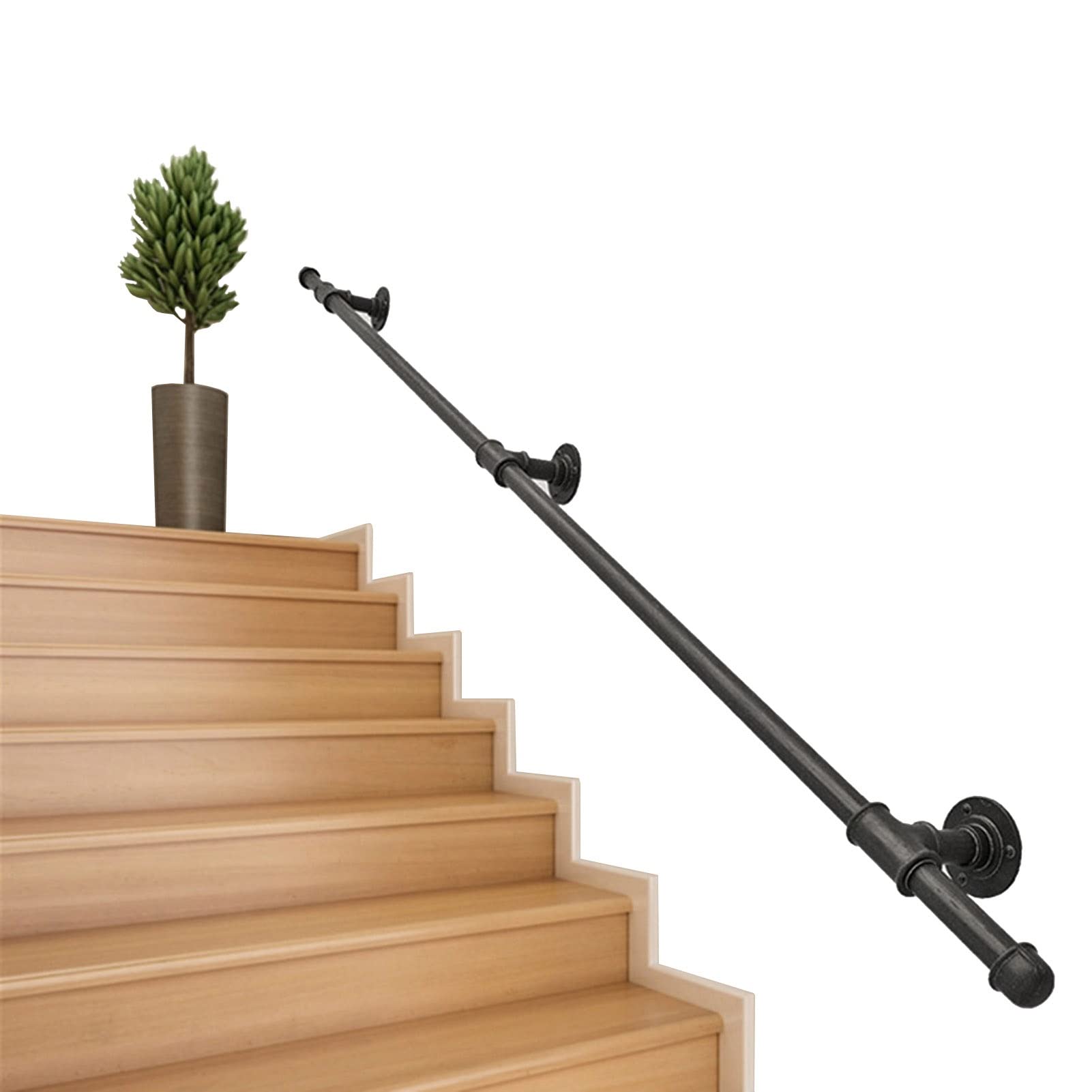 Rampe d'escalier pour personnes âgées et soutien PMR en fer forgé