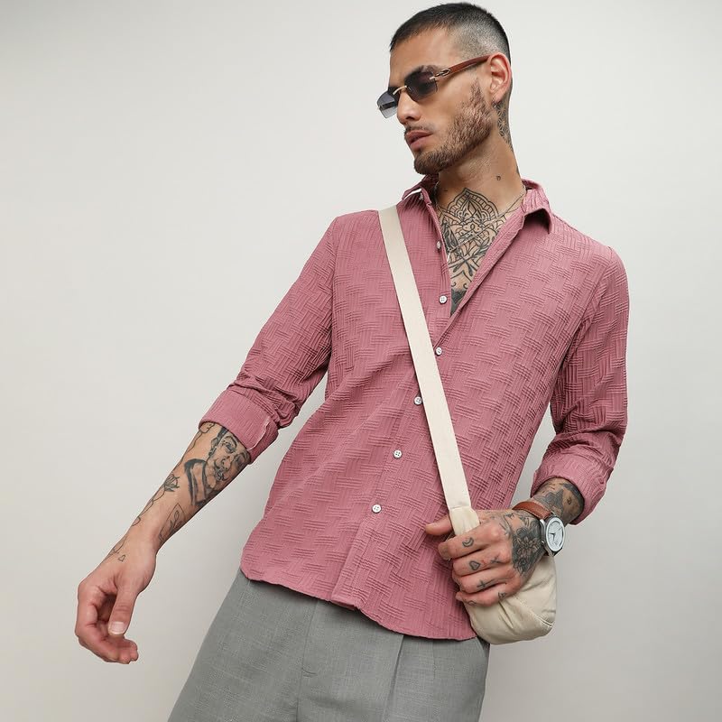 Image of CAHOOT Men's Shirt for Casual Wear |Regular Fit | Cotton Spread Collar Shirt Crafted with Regular Sleeve, Comfort Fit & High-Performance for Everyday Wear