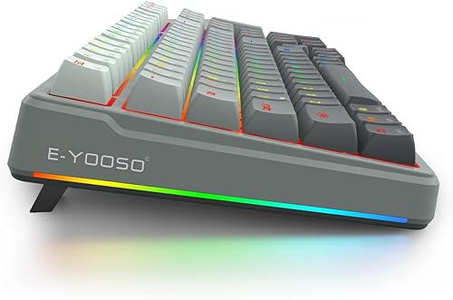 Miniatura 6 de E-YOOSO Z-99 Teclado mecánico inalámbrico, triple modo Bluetooth 5.02.4GHzUSB-C intercambiable en caliente personalizado, interruptores lineales