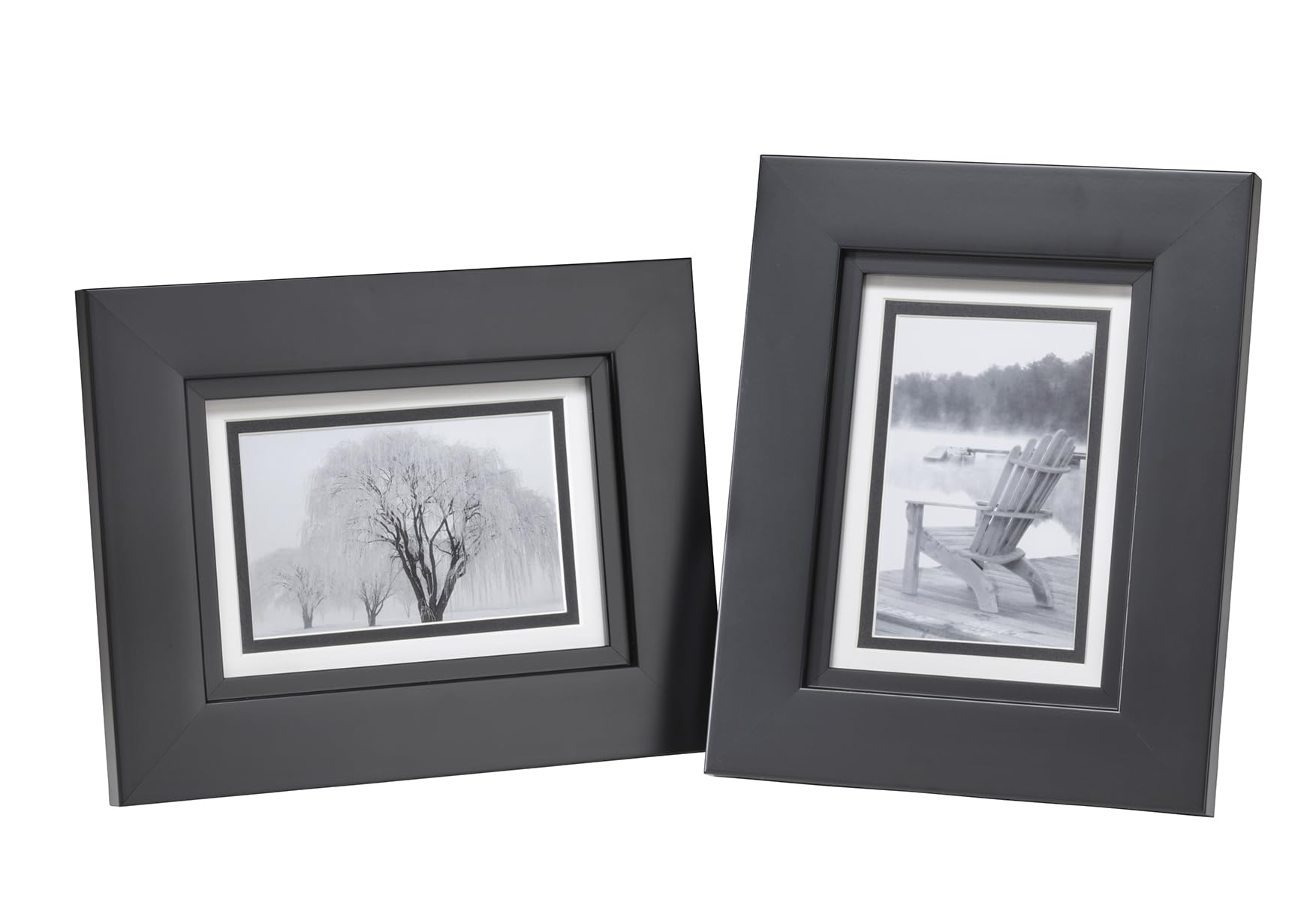 Old Town Designer Picture Frames, 5x7 Picture Frame 2 Pack with Deluxe Velour Back and Removable 4x6 Mat, Photo Frame for Desk or Wall Decor, Made
