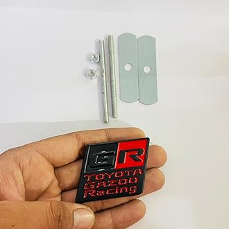 Grill Stickers & L.ogo Car Bike Metall. Car Emblem Premium Metal. Sign Logo Sport Sticker 3D Badge Metal. L.ogo Me.t.al Grill Logo (Black RED Square GR Toyota 5.2cmx4.5cm Grill L.OGO