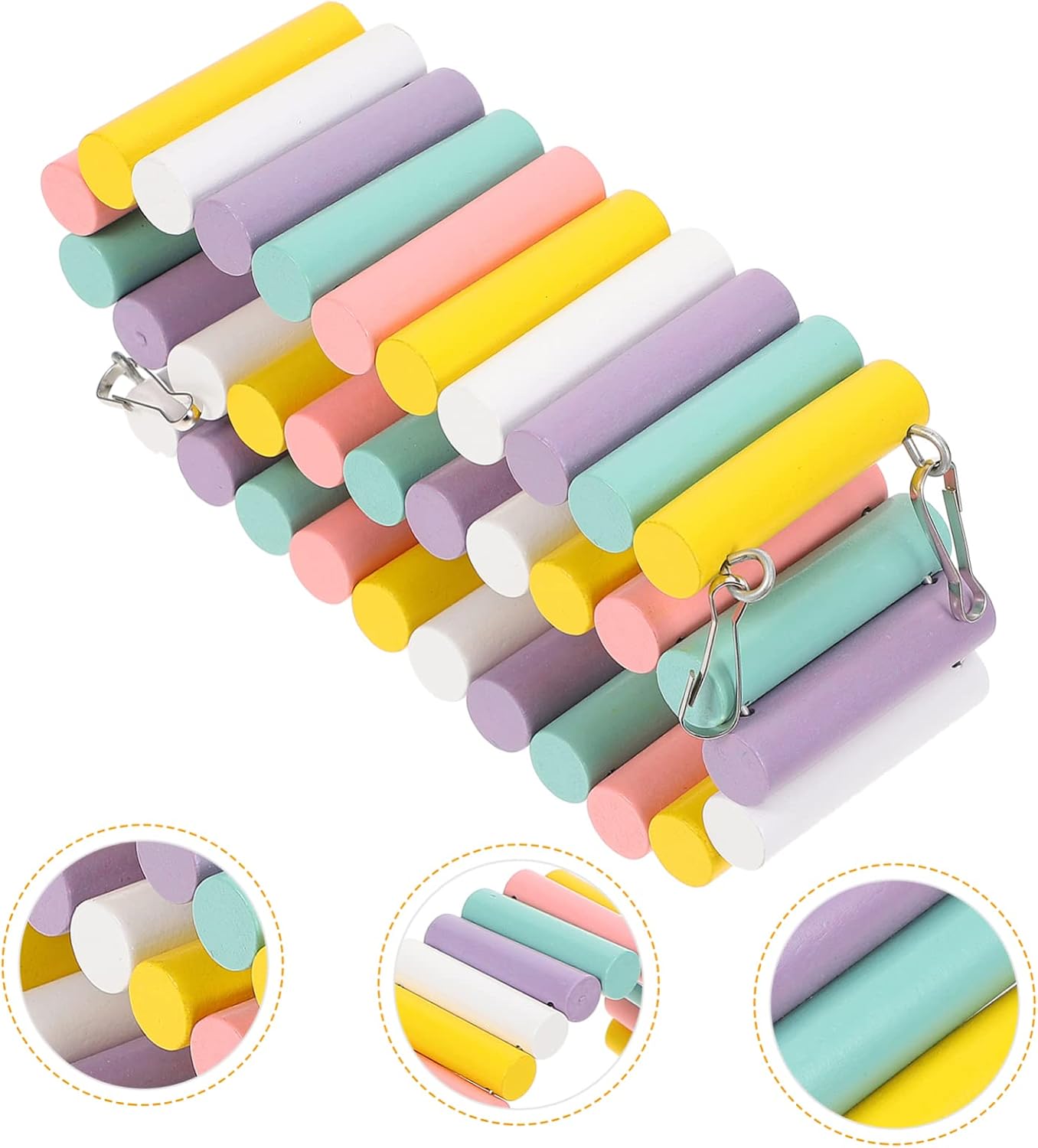50cm Wooden Climbing Ladder Toy for Hamsters Mice and Gerbils Soft Swing Bridge with Fence Design Small Animal Climbing Accessory