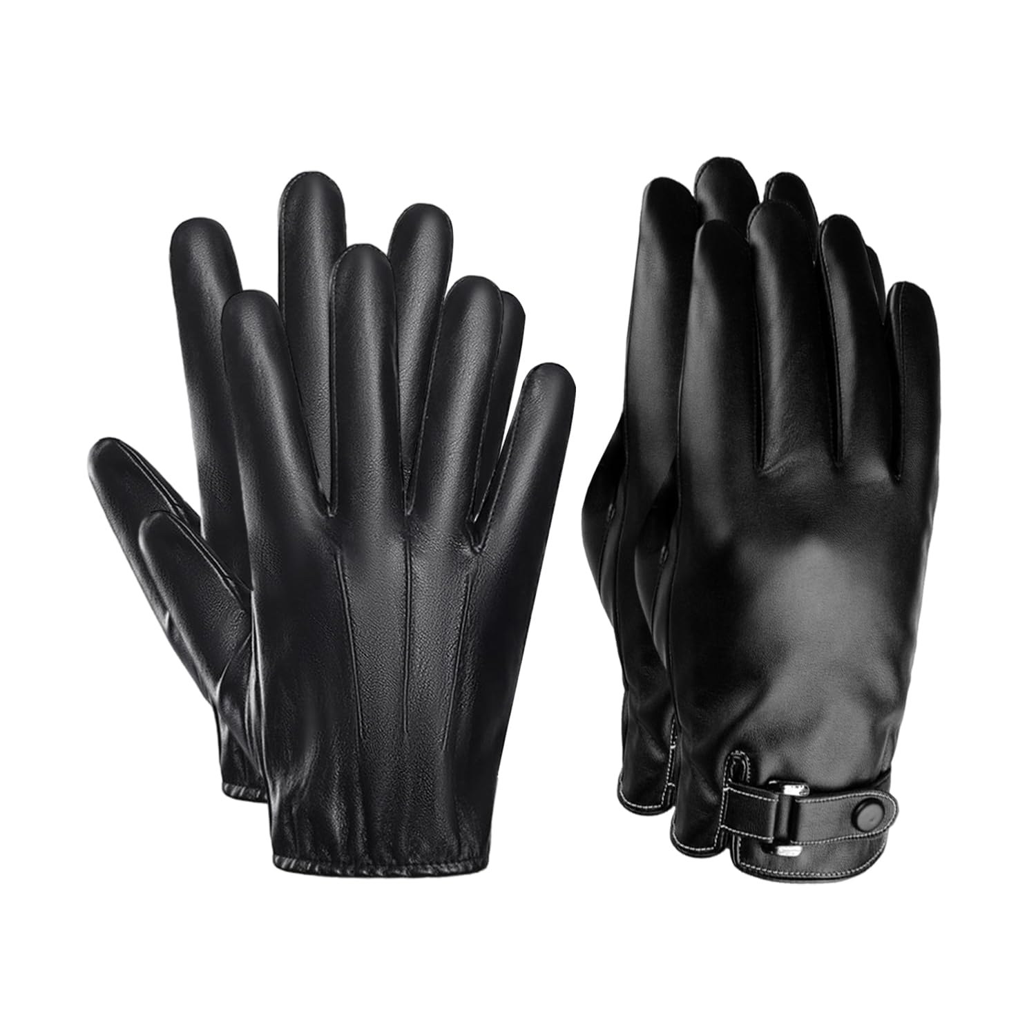 VEHYEGOI 2 Pairs Of Men'S Leather Gloves, Driving Gloves, Wear-Resistant Outdoor Gloves, Thickened Cycling Gloves, Touch Screen Gloves, Wind-Resistant Warm Gloves