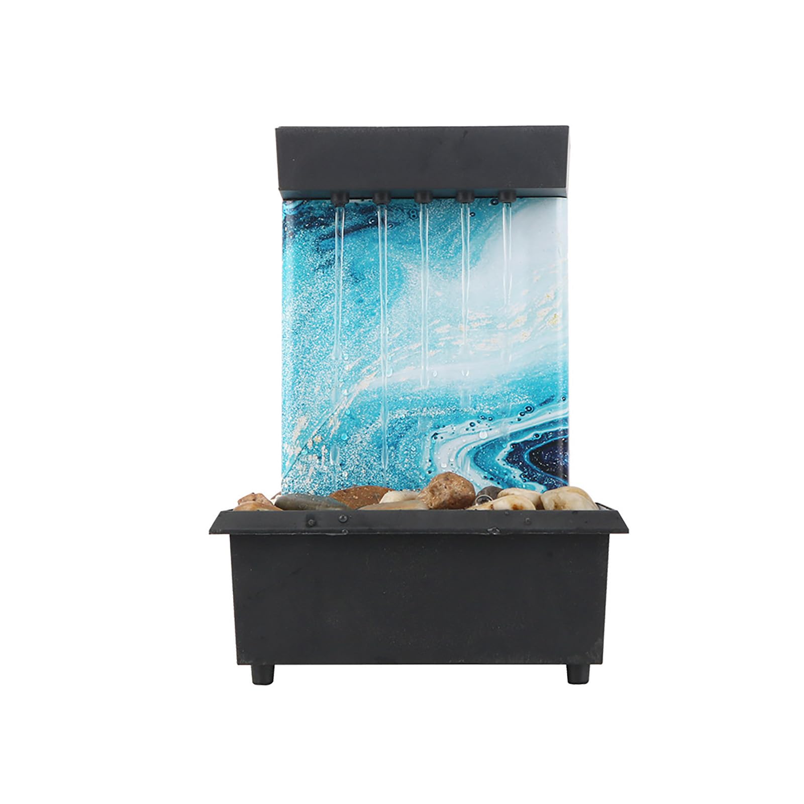 Vintage Indoor Water Fountain with LED Light Miniature Sculpture Feng Shui Desktop Ornament Crafts for Indoor Home Office Table Decorative Home Small Landscape Decoration,7in