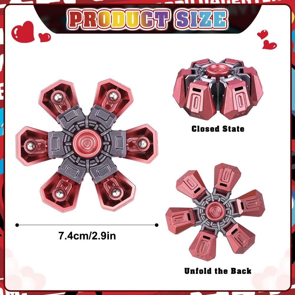 JOICEE 16 Pack Valentines Day Cards with Fidget Spinner Toys,Fingertip Spinner Stress Relief Toys Greeting Cards for Valentines Kids Exchange Gift Party Favors School Classroom Prizes - Image 2