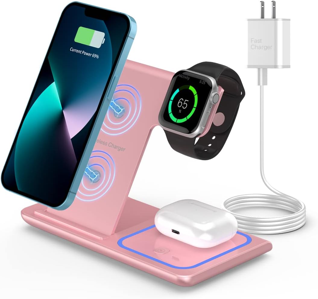 Wireless Charger,RUI MAI LAI 3 in 1 Wireless Charger Station for Apple iPhone/iWatch/Airpods,iPhone 13/12/11 (Pro, Pro Max)/XS/XR/XS/X/8(Plus),iWatch 7/6/SE/5/4/3/2,AirPods 3/2/pro : Cell Phones & Accessories
