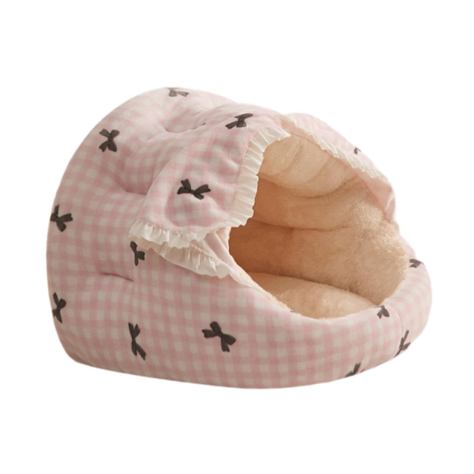 B Baosity Cama para Gato con Cubierta Cama para Perros Cama Nido para Gatos Pequeños Y Medianos Suave Y Cómoda de Felpa Adecuada para, Rosa