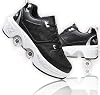 Roller Skate Shoes for Women, Double-Row Deform Quad Roller Skates, Automatic Walking Shoes Detachable Roller Skate, Shoes with Wheels for Girls Boys, Skating Shoes Unisex