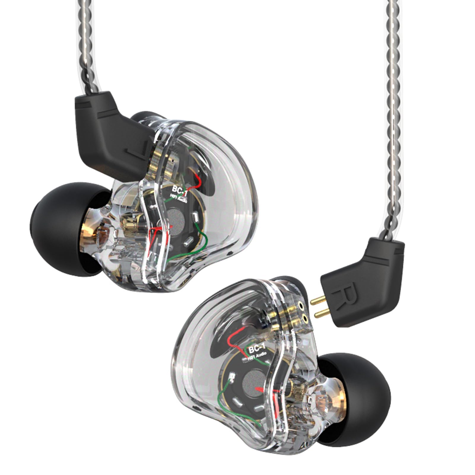 Monitores Intrauditivos Auriculares con Cable Auriculares con Sonido Estéreo de Alta Fidelidad Cancelación de Ruido Bobina Dinámica 10 Mm Cable Desmontable Ajuste (B)