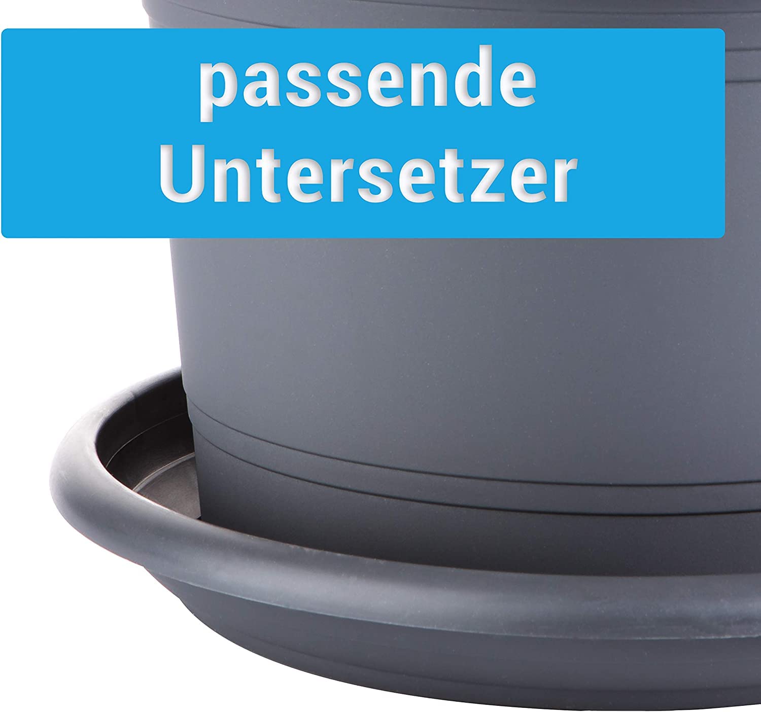 Lot De 3 Soucoupes Pots De Fleurs SUSTANIA 25cm - Anthracite, Pour Pots Ø30cm | Fabriqué Allemagne