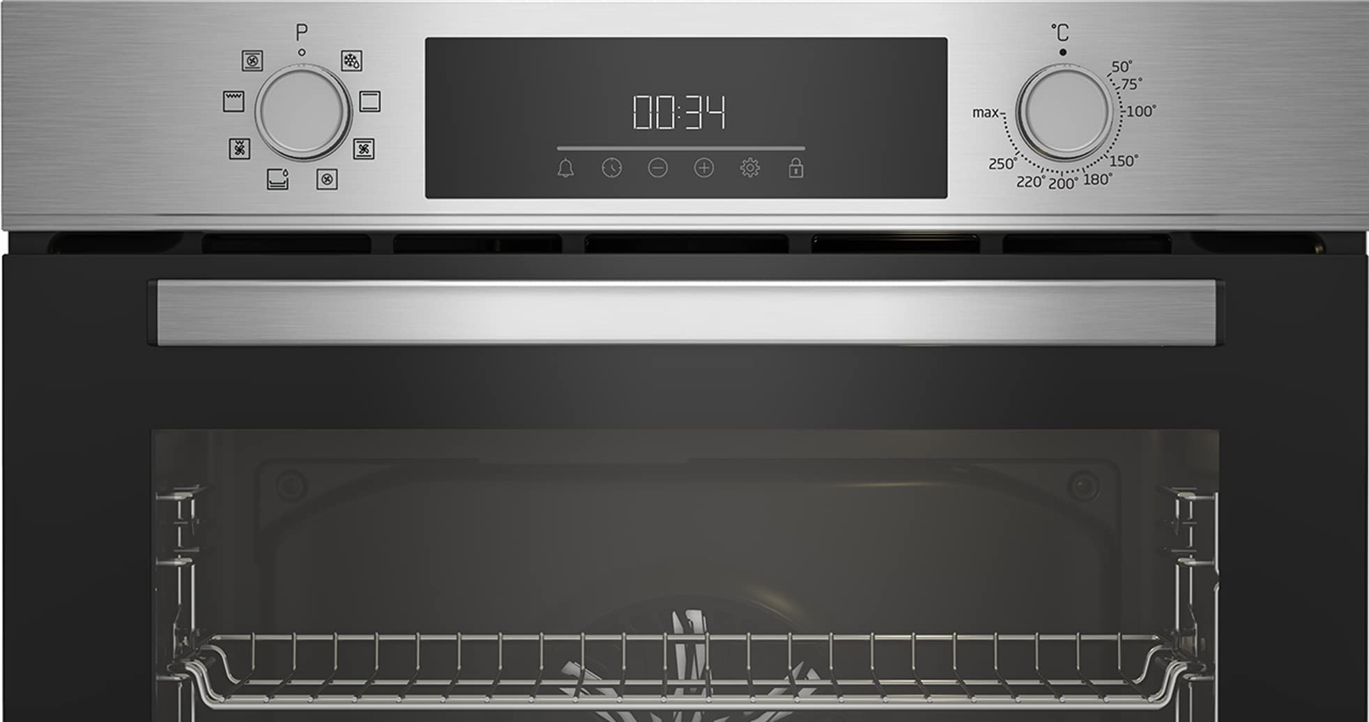 Beko BBSM12340X Einbau-Backofen-Set, Induktionskochfeld 4 Kochzonen, Backofen 8 Heizarten, 72 l Garraum, Schwarz/Edelstahl