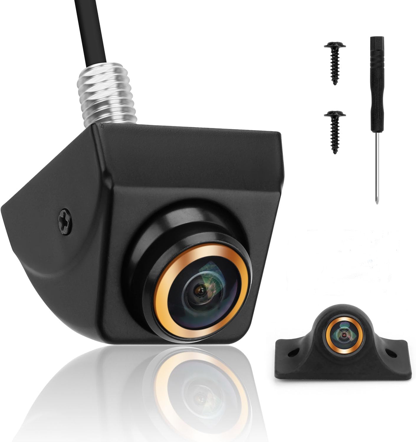 AHD 1080P Backup Camera - 170° Adjustable Fisheye Lens, Front/Side/Rear View Camera for Car, SUV, RV, Trailer, Camper, Van, Pickup Truck (Black)