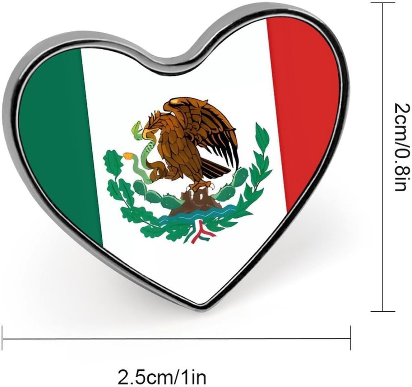 Flag of Mexico Badges Heart with Button Design, Personalized Picture Pin Brooches, Heart Badge Holders for Decorate Hat Shirt Clothing Bag Accessories image 3