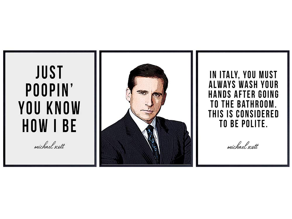Buy Michael Scott Set The Office Merch Funny Bathroom Wall Decor Art Decoration for
