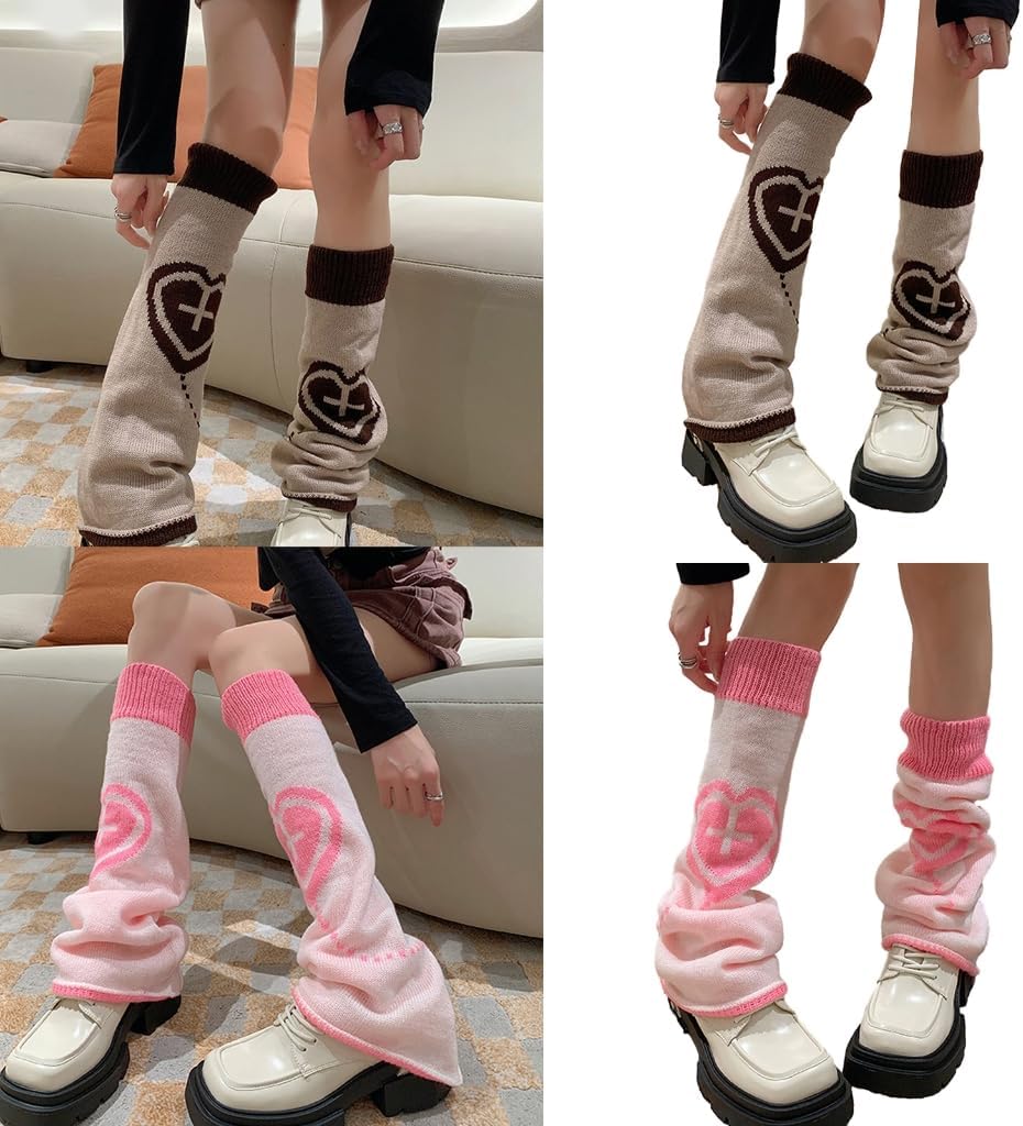 Girls Lolitas Leg Warmers Knitted Flared Leg Sleeves Baggy Cuffs Ankle Heap Socks Uniform Foot