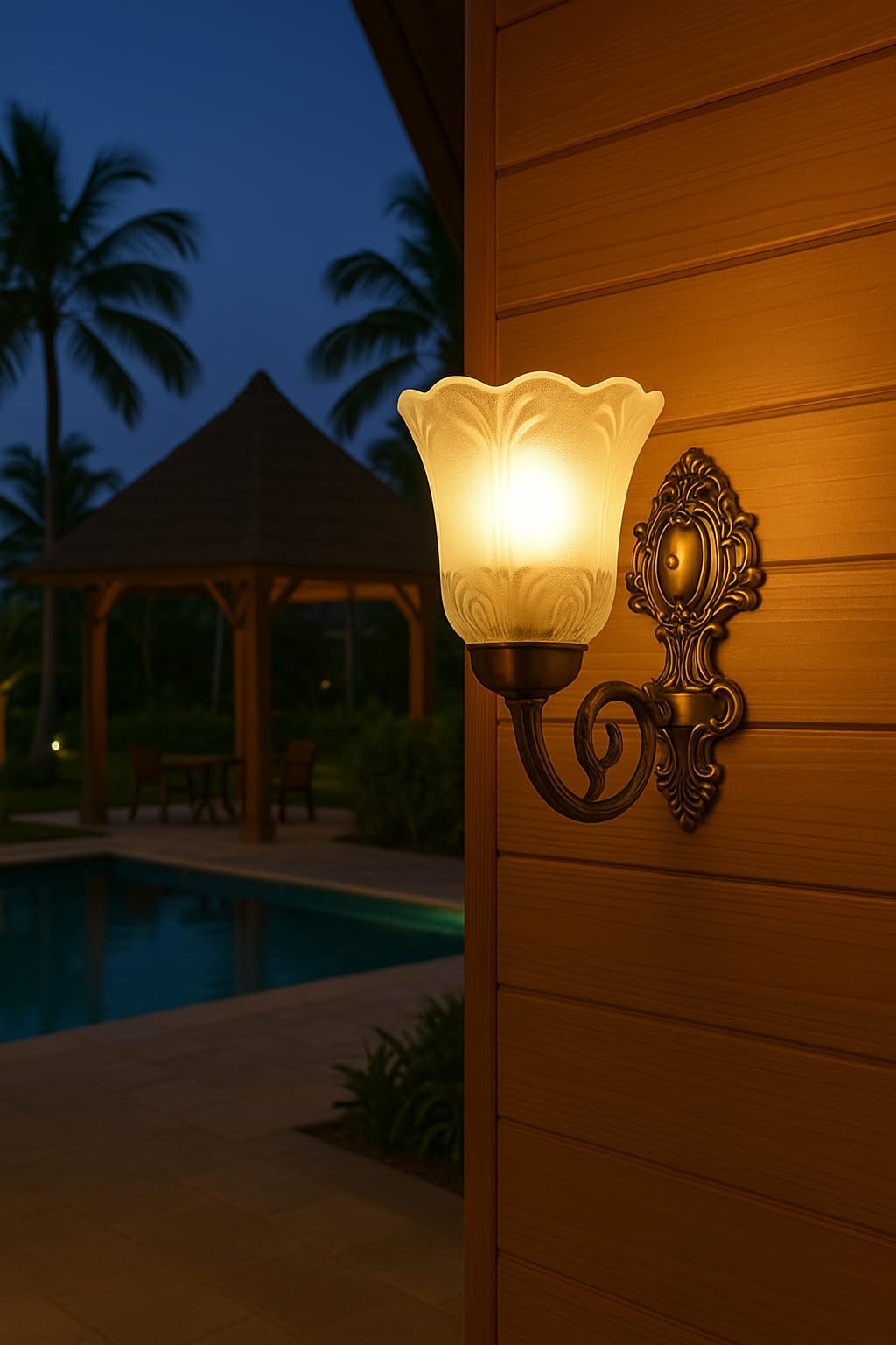 TRIPPING Vintage Bell-Shaped Glass Wall Lamp with Antique Brass Finish โ 3-in-1 LED Light (White, Warm, Natural) โ Classic Sconce for Bedroom, Living Room, Hotel, and Decorative Home Lighting