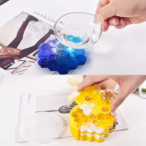 Miniatura 4 de Moldes de resina UV de panal de abeja de 5 piezas, moldes de silicona para manualidades de resina y decoración del hogar