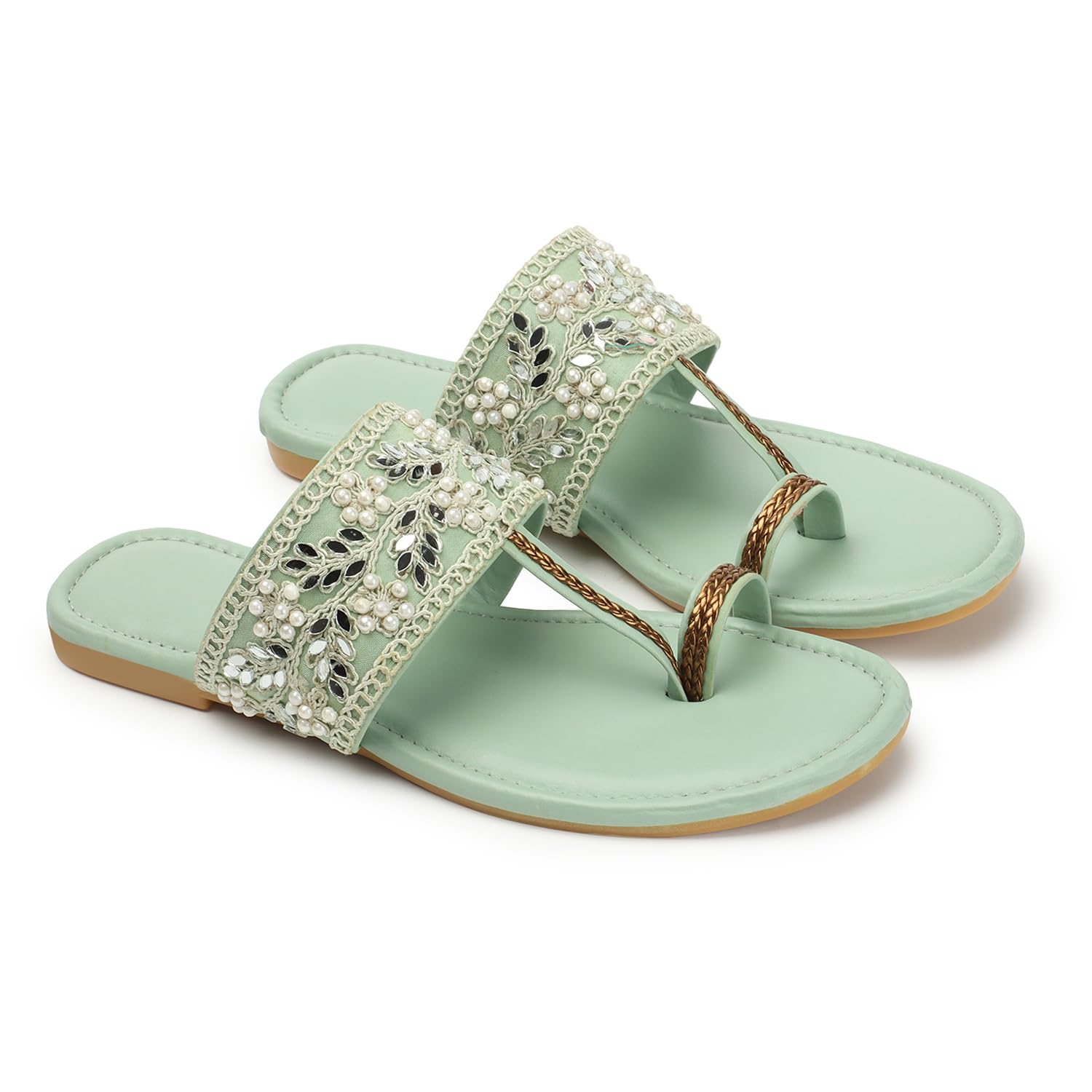 Naitik Women's Kolhapuri Stylish Casual Flat Sandals, Ethnic Flat Chappals for Party & Occasions-picture-50