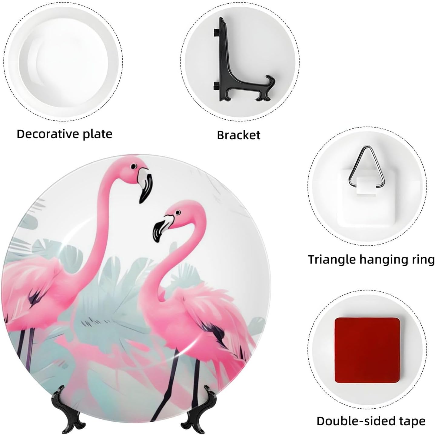 Bone China Decorative Plates with Display Stand Ceramic Hanging Plate 6in image 4