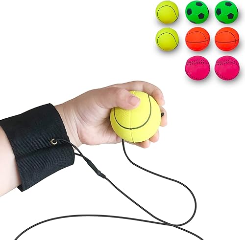 ZUYEE 1.85 Inch Wrist Return Ball Sports Wrist Band Balls On A String Rubber Rebound Balls (Basketball, Baseball, Soccer) Wristband Toy for Children