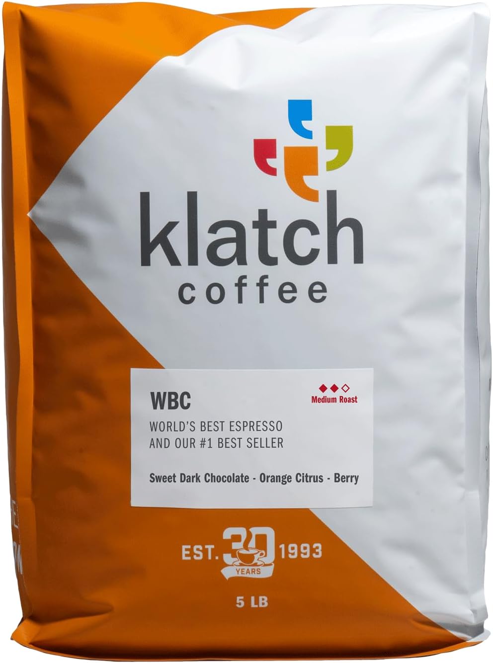 Klatch Coffee WBC World's Best Espresso Medium Roast, 5 Pounds, Whole Bean