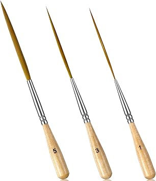 3 Pcs Rigger Liner Brushes Scroll Pinstriping Brush Extra Long Liner Brushes Fine Tip Paint Brush Set for Filling Corners Marking Outlining Creating Edge Borders Watercolor Acrylic Detail Painting