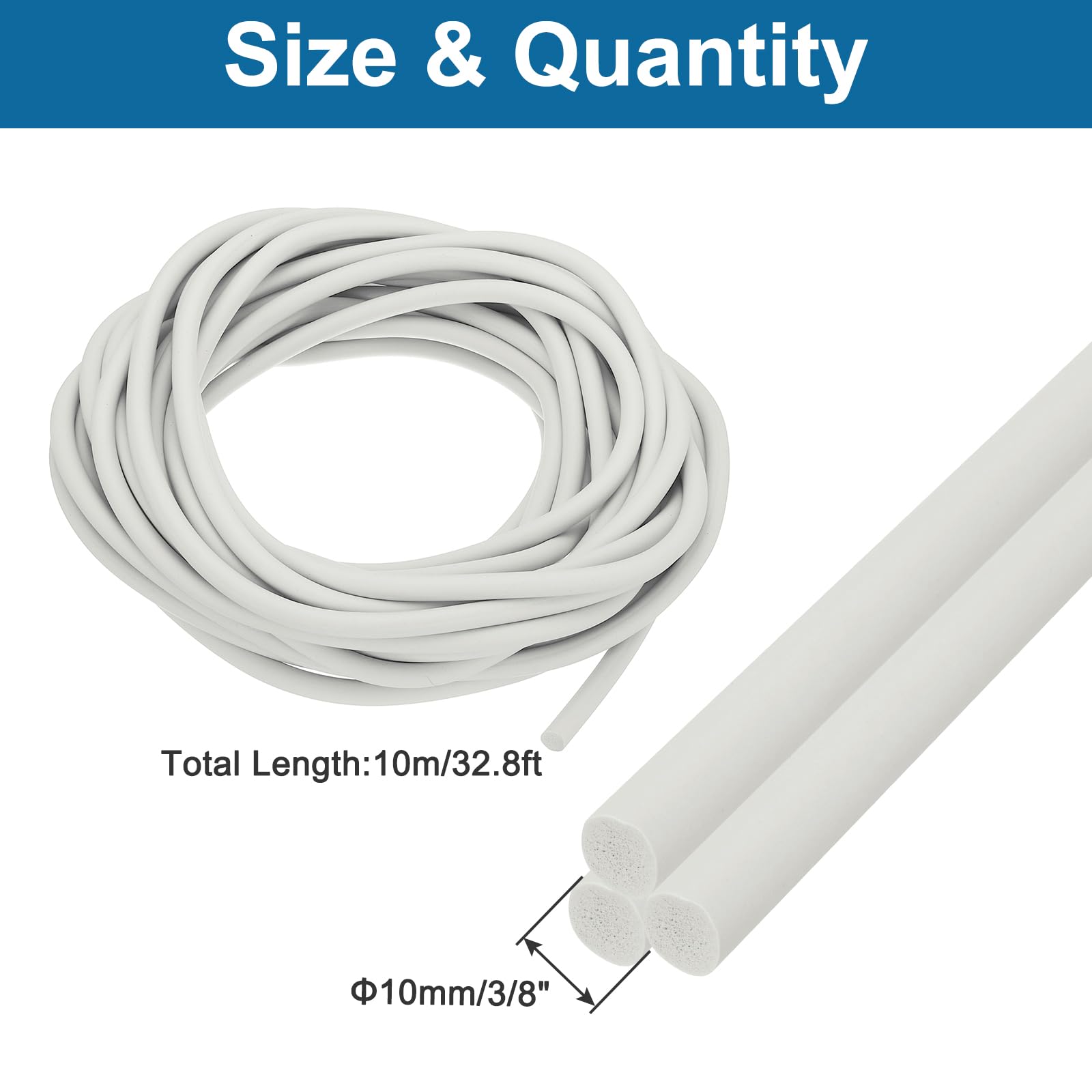 PATIKIL 32.8Ft Backer Rod 3/8 Inch EPDM Rubber Caulk Saver Concrete Expansion Joint Concrete Expansion Filler Weather Strip Seal for Gaps and Joints, White - Image 2