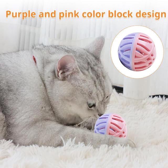 Foto 7 de 7 de MiOYOOW - Pelota de juguete para gato (TPR, 3 unidades, 5 cm, bola de campana, para gato, juguete de saltar…