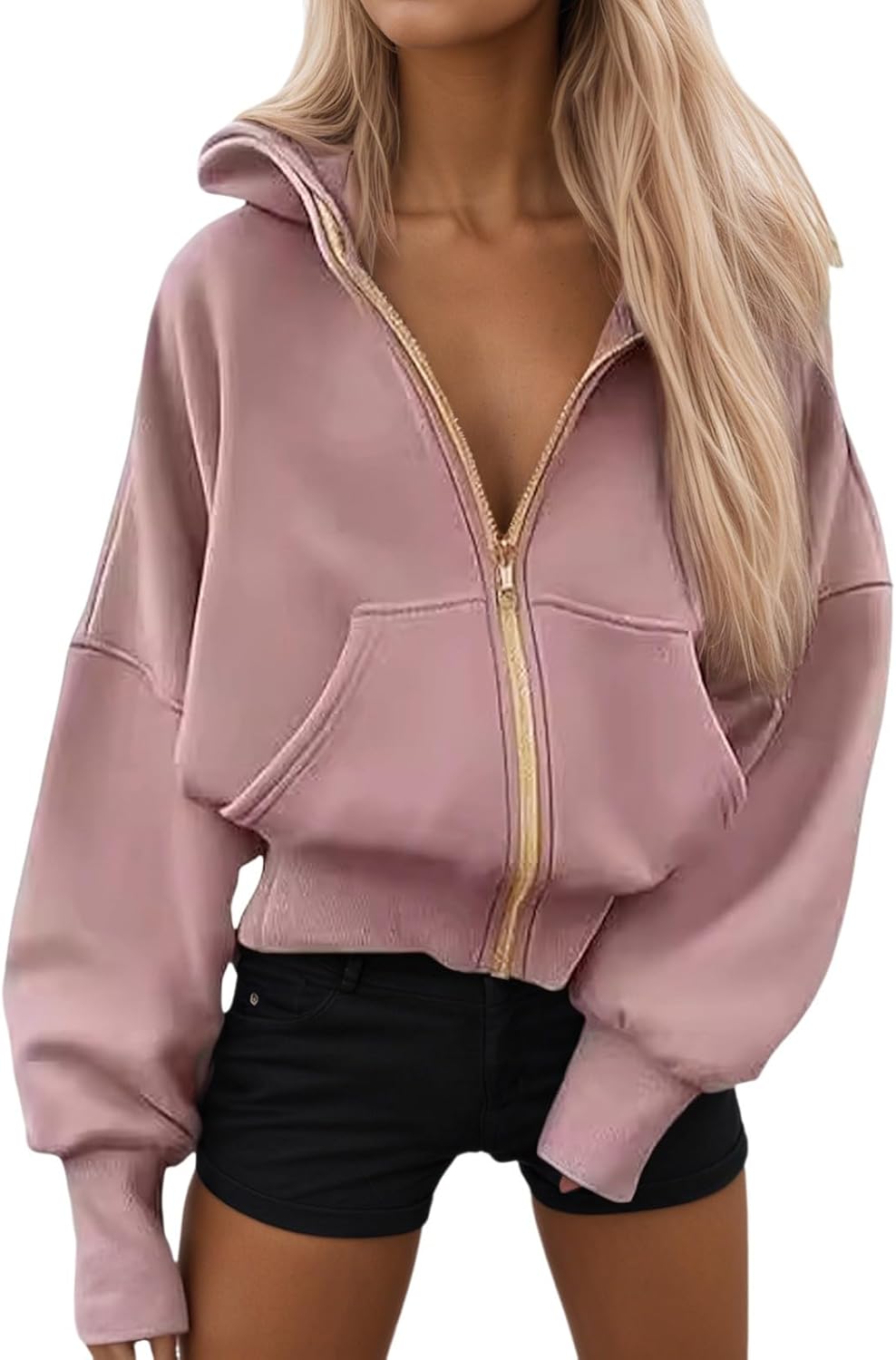 Oversized Zip Up Hoodies for Women Trendy Y2K Hooded Pockets Long Sleeve Baggy Sweatshirt Jackets 2025 Fashion Lounge Clothes