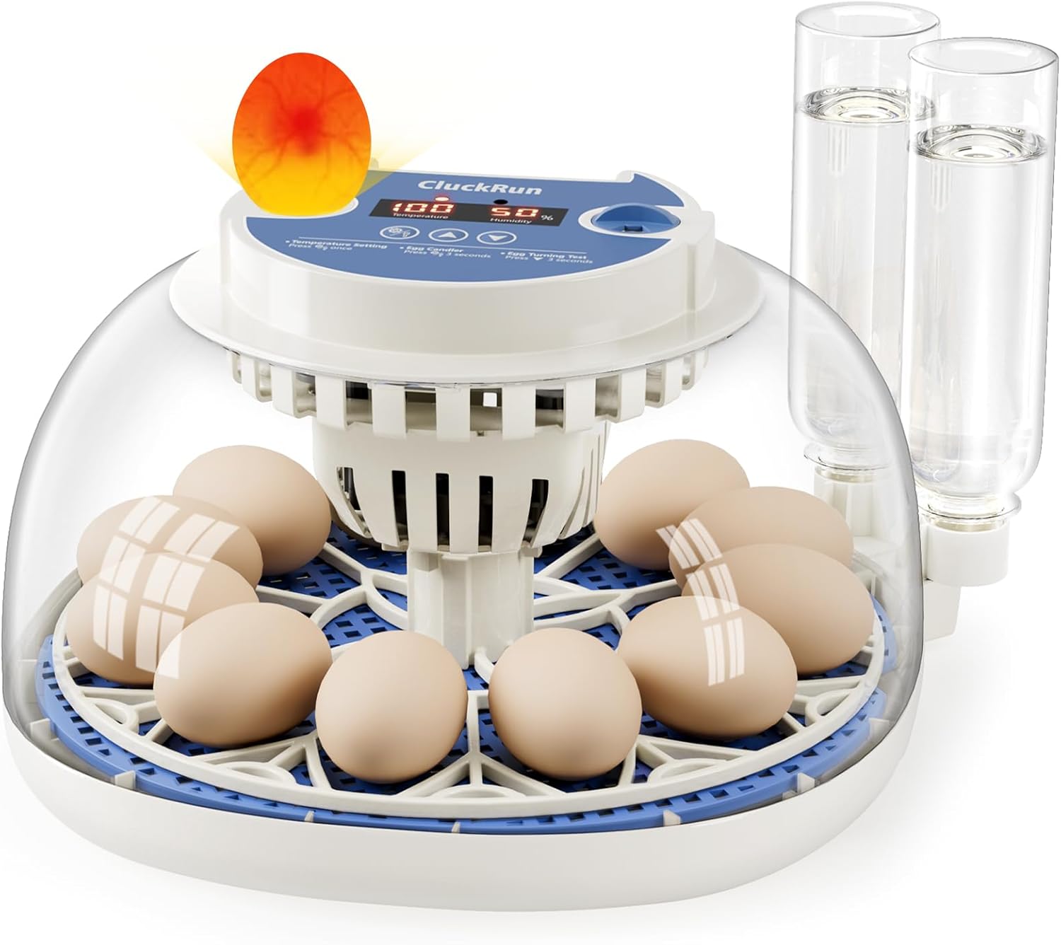 12 Egg Incubator with Temperature and Humidity Display, Automatic Egg Turning, Egg Candler, Automatic Water Refill, for Chicken, Quail & Duck Eggs, Perfect for Home, Farm, Classroom, Lab Incubators
