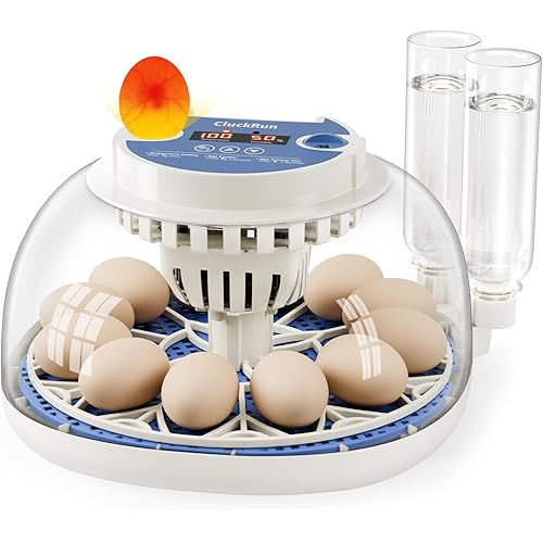 12 Egg Incubators for Hatching Eggs, Temperature and Humidity Control, Automatic Egg Turning, Egg Candler, Automatic Water Refill, for Chicken, Quail & Duck Eggs, Perfect for Home, Farm, Classroom