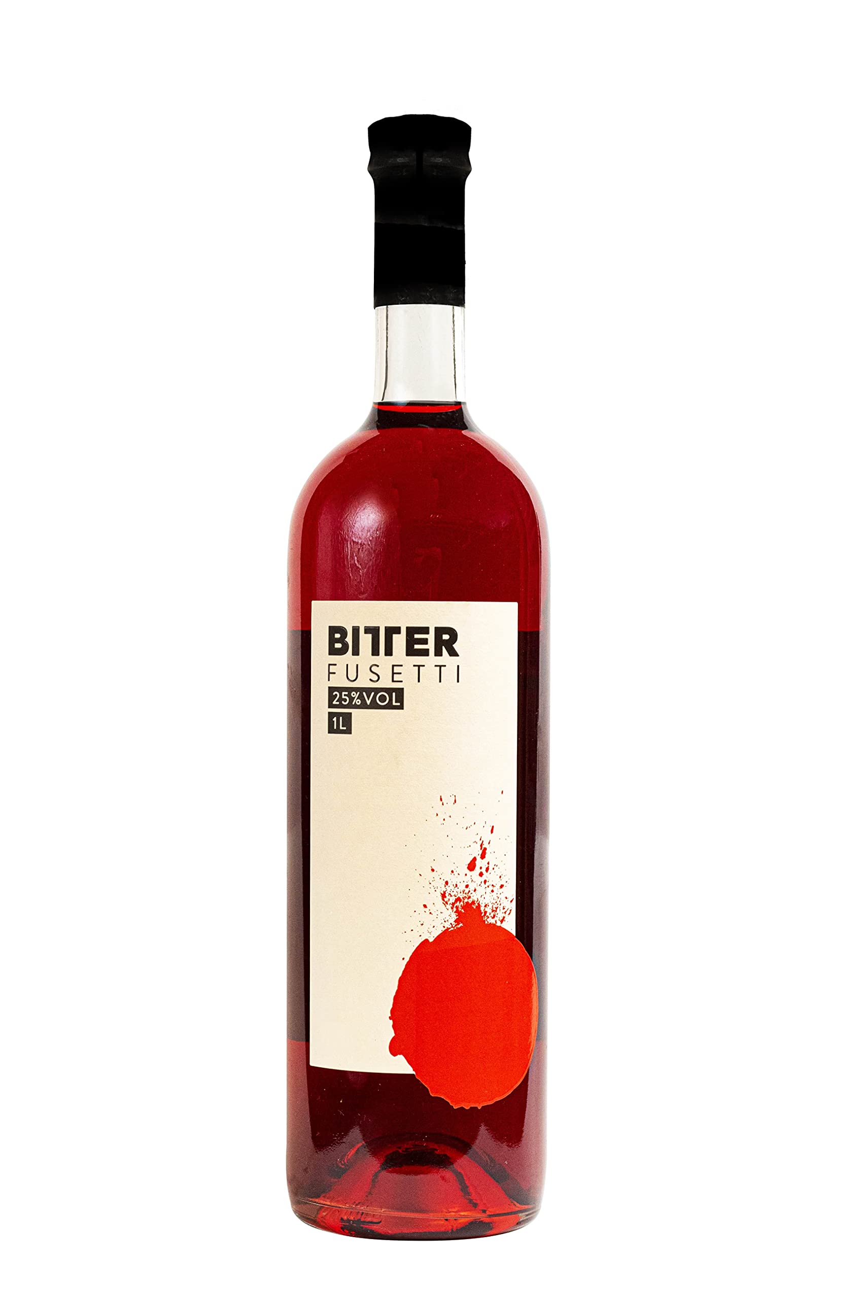Bitter Fusetti, Aperitivo da Infuso a base di erbe, piante aromatiche, spezie e agrumi, 25% Vol, Bottiglia in Vetro da 1 L