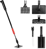 Kit de limpeza de aquário 6 em 1, kit de limpeza de aquário com cabo longo, rede de aquário, ancinho de cascalho, raspador de algas, escova de esponja, aquário de água salgada e de água doce