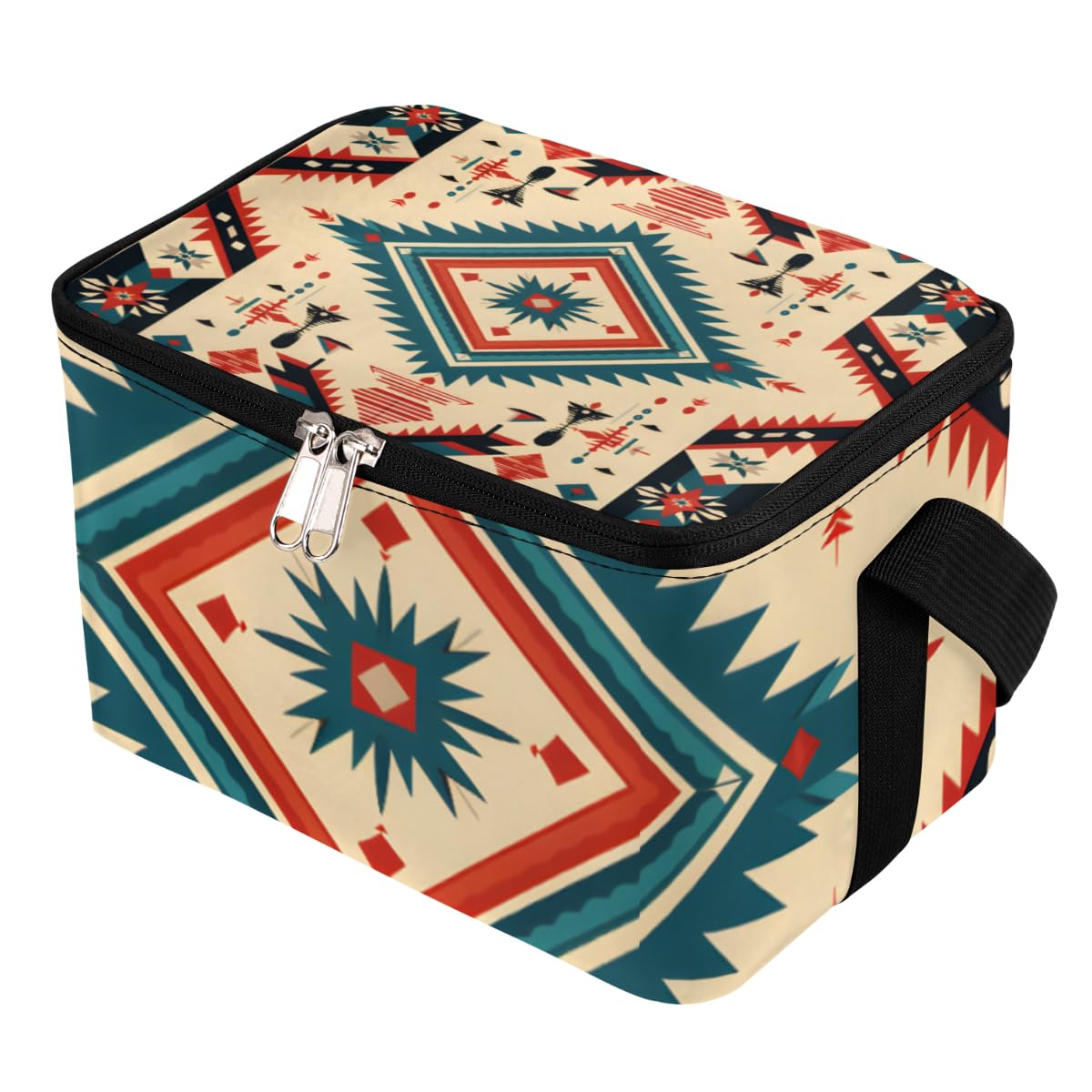 GzLeyigou Lunch Bags for Women Men 9 Cans,Colorful Ethnic Texture Hot & Cold Food Delivery Bag Insulated Grocery Bag Insulated Lunch Box Color Art Cooler Bag for Office Work Picnic Beach