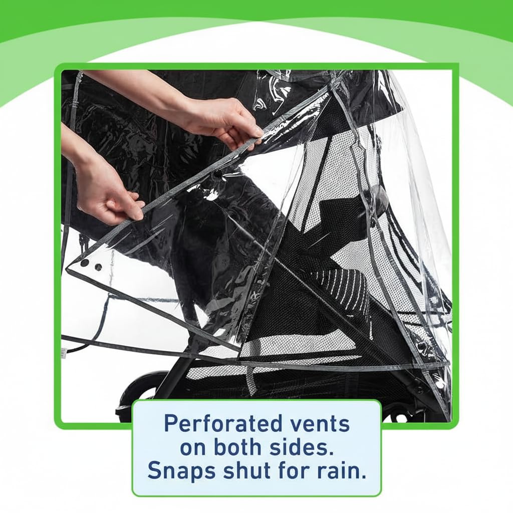 Safe-O-Kid® Waterproof Rain Cover, Wind Shield Cover for Baby Pram/Strollers, Transparent 3