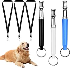 Dog Whistle Recall, Pack of 3 Dog Whistles, High Frequency Silent, Metal Dog Whistles, Adjustable Training Aids for Dogs, with Lanyard for Stop Barking and Training Your Dog