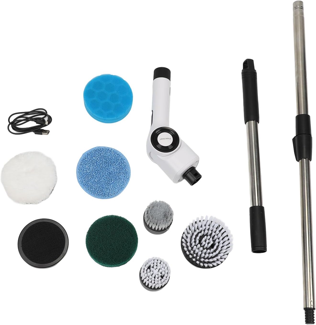 Electric Spin Scrubber, 3 Speeds Water Rechargeable Electric Power Cleaning Brush with 7 Heads for Bathroom Kitchen Floor Wall