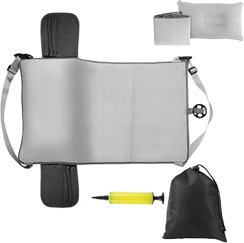 1PC Toddler Airplane Bed, 19x31 Inch Non-Slip Comfort Inflatable Toddler Travel Bed with Pillow & Pump & Pockets, Portable Air Mattress with Storage Bag for Sleeping, Rest.
