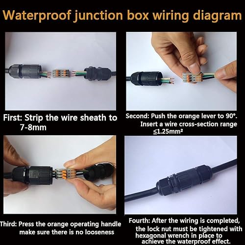 Junction Box Outdoor, CESFONJER 2 PCS Waterproof IP68 Connector, 3 - Way Line M25 Cable Connector, Inline Cable Connector, Cable Connector Sleeve Coupler for Cables Ø 6-11 mm - 6