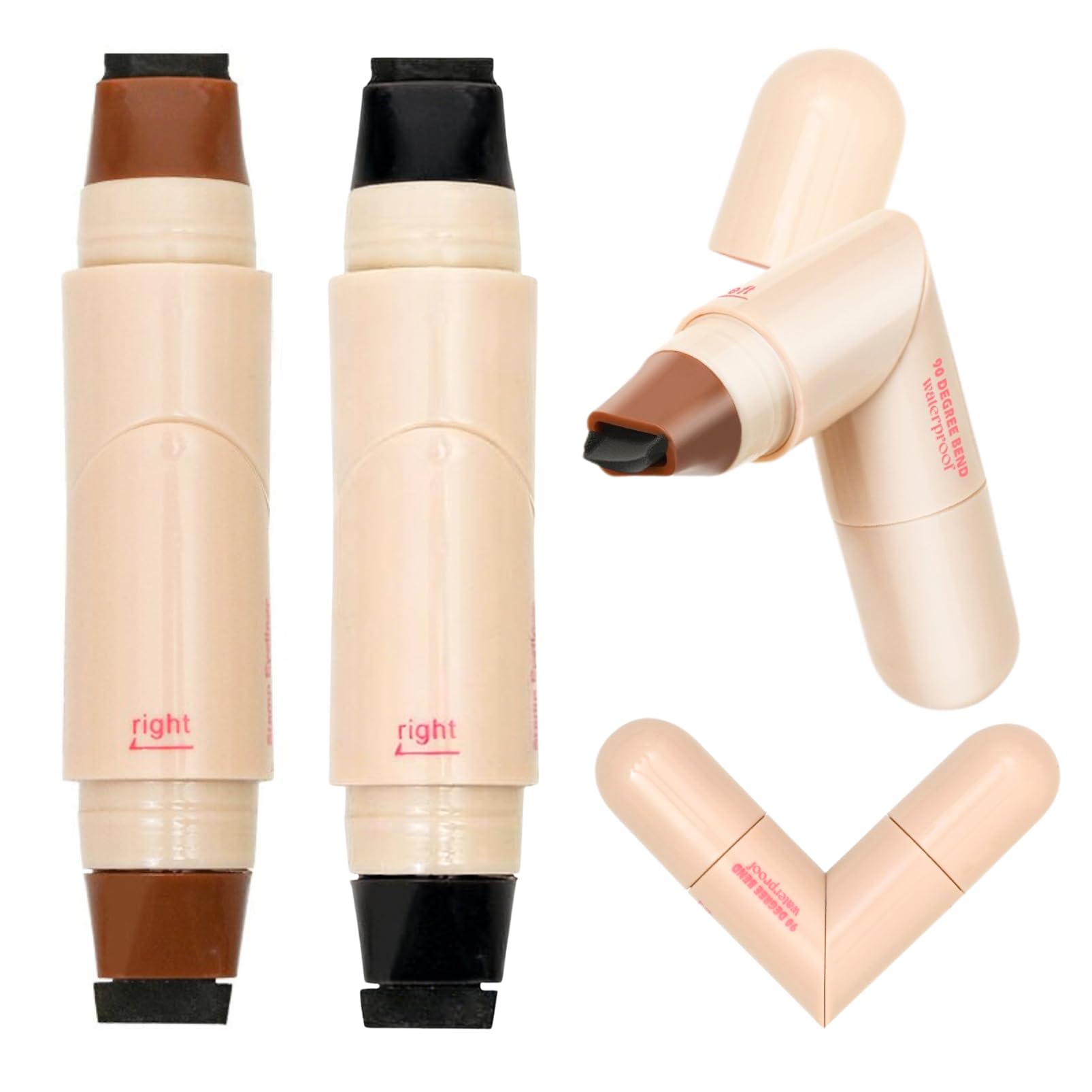 2x Doppelkopf Eyeliner Stempel,Drehbarer Eyeliner Wasserfest,Schweißfest & Schnell Trocknend EyelinerStempel,Natürlicher Cat Eye,Augen Make-Up für Partys,Reisen,Workdays,Weddings (Schwarz+Braun)