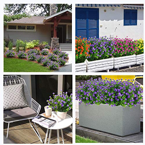 Ijiang 6Pcs Artificial Flowers Outdoor Fake Flowers For Decoration Uv Resistant Faux Plastic Greenery Shrubs Plants Home Garden Porch Window Box Decor (Purple) #TOP4