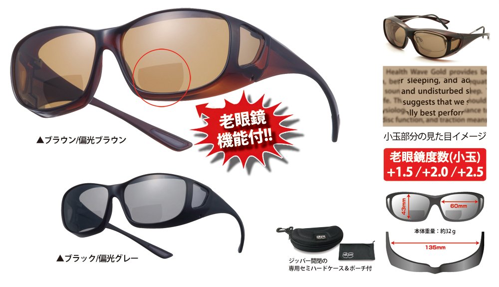 Amazon | SIMON(サイモン) 老眼鏡付き偏光オーバーサングラス