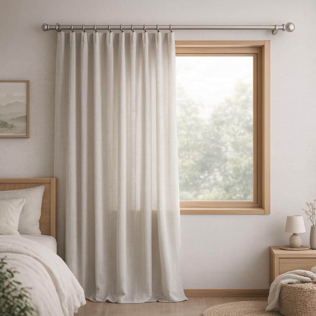 Silver Curtain Rods for Windows 16-88 inch, 1 inch Decorative Curtain Rod Set, Adjustable Heavy Duty Drapery Rod for Bedroom, Livingroom