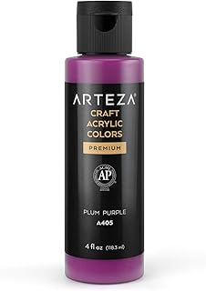 ARTEZA Craft Acrylic Paint, A405 Plum Purple, 4fl ounces (118 ml) Bottle, Water-Based, Blendable, Matte Acrylic Paint for Art & DIY Outdoor Projects