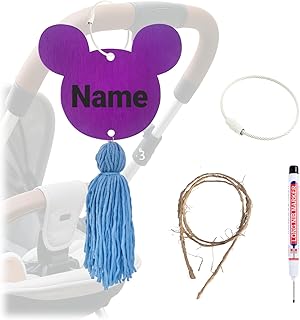 Stroller Identification Name Tag Pendant,Wood Hanger with Custom Name,Quickly Locate Your Stroller in Crowded Parks, Airports (Purple)