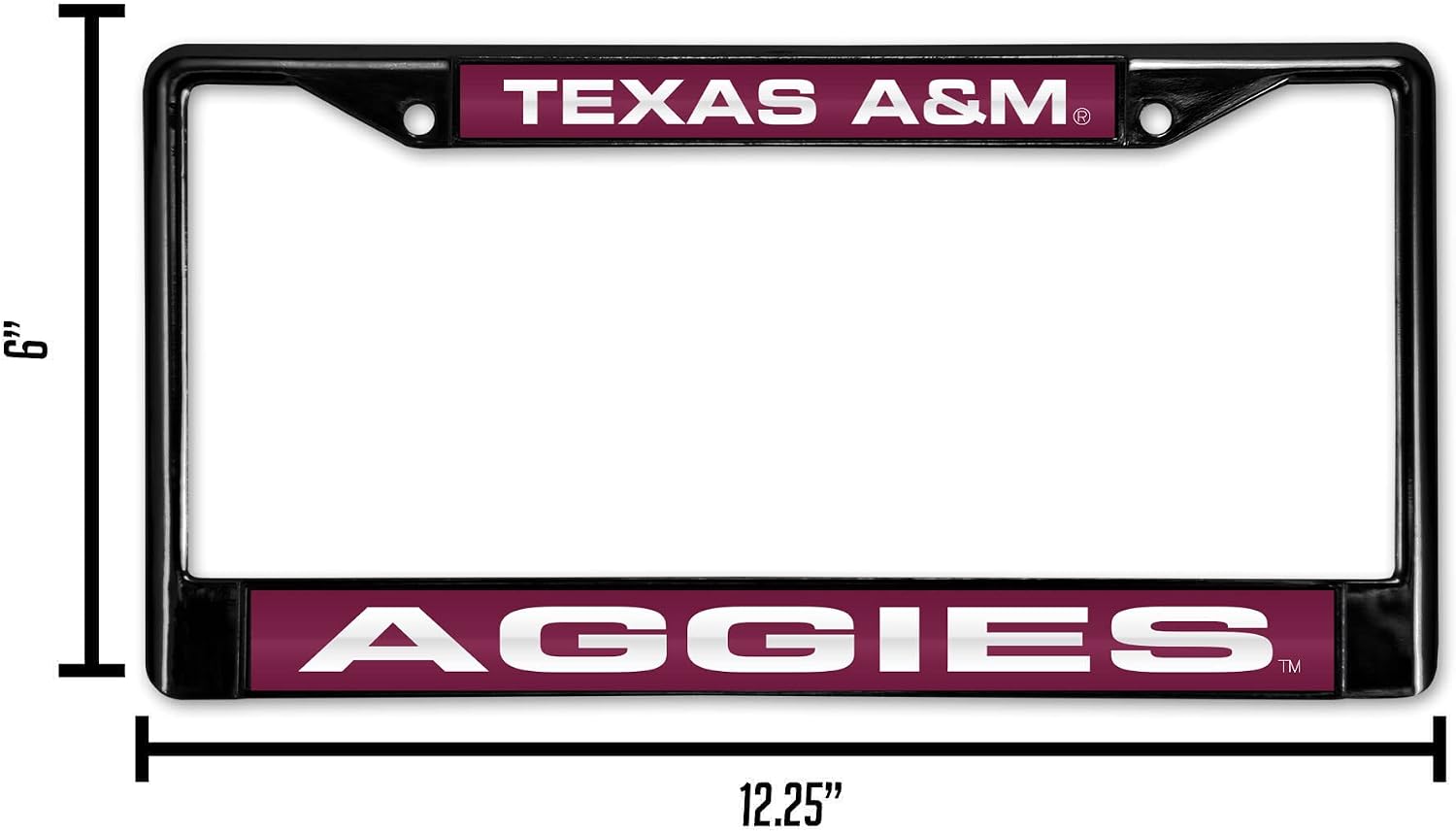 NCAA Rico Industries Black Laser Cut Chrome Frame 12" x 6" Black Laser Cut Chrome Frame - Car/Truck/SUV Automobile Accessory